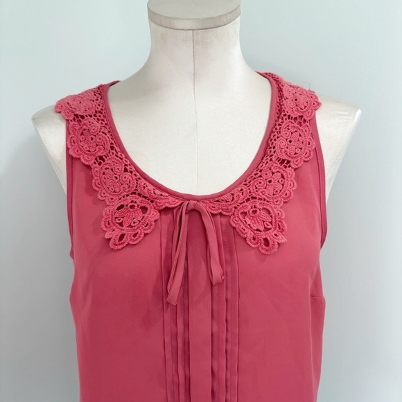 🌷SALE LC Lauren Conrad Peter Pan Collar Sleeveless Top Size Small Coral Pink - Picture 4 of 13
